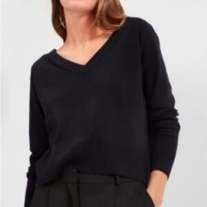 Everlane Black V Neck Cashmere Crop Sweater XS